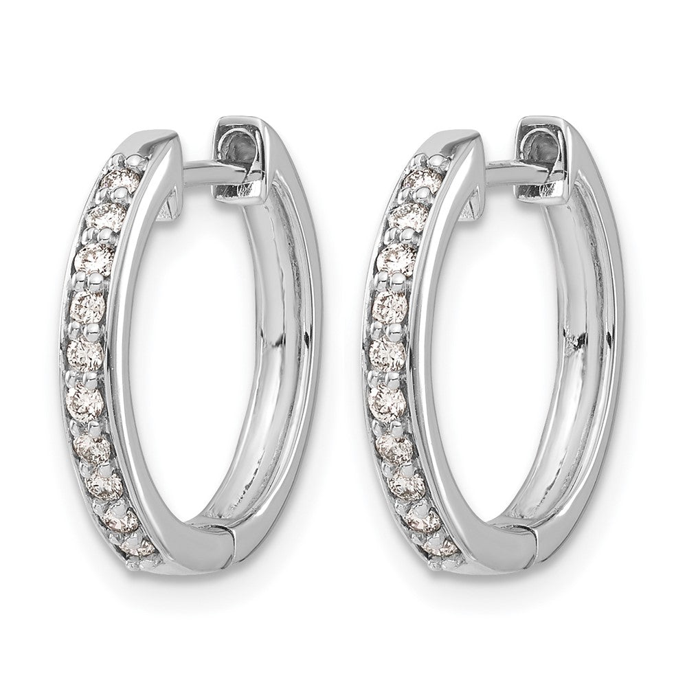 14k White Gold 1/4 carat Diamond Hinged Hoop Earrings