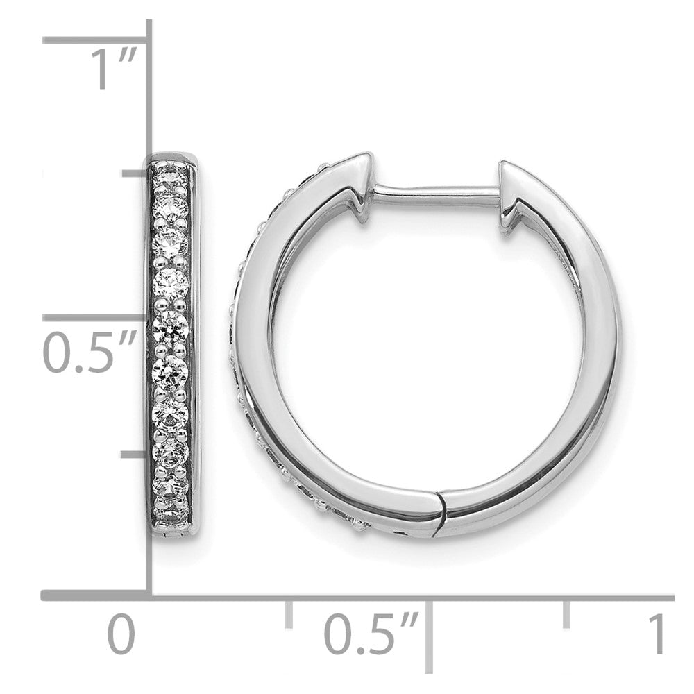 14k White Gold 3/8 carat Diamond Hinged Hoop Earrings