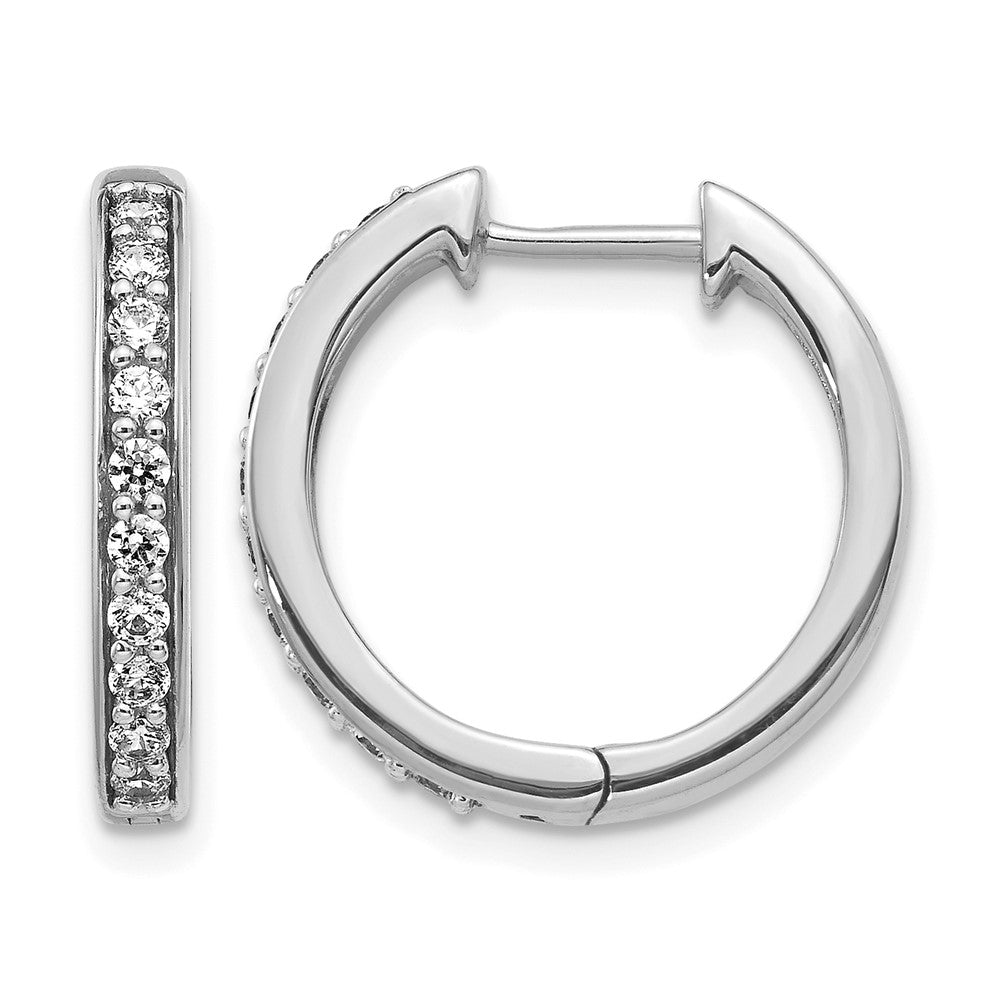 14k White Gold 3/8 carat Diamond Hinged Hoop Earrings