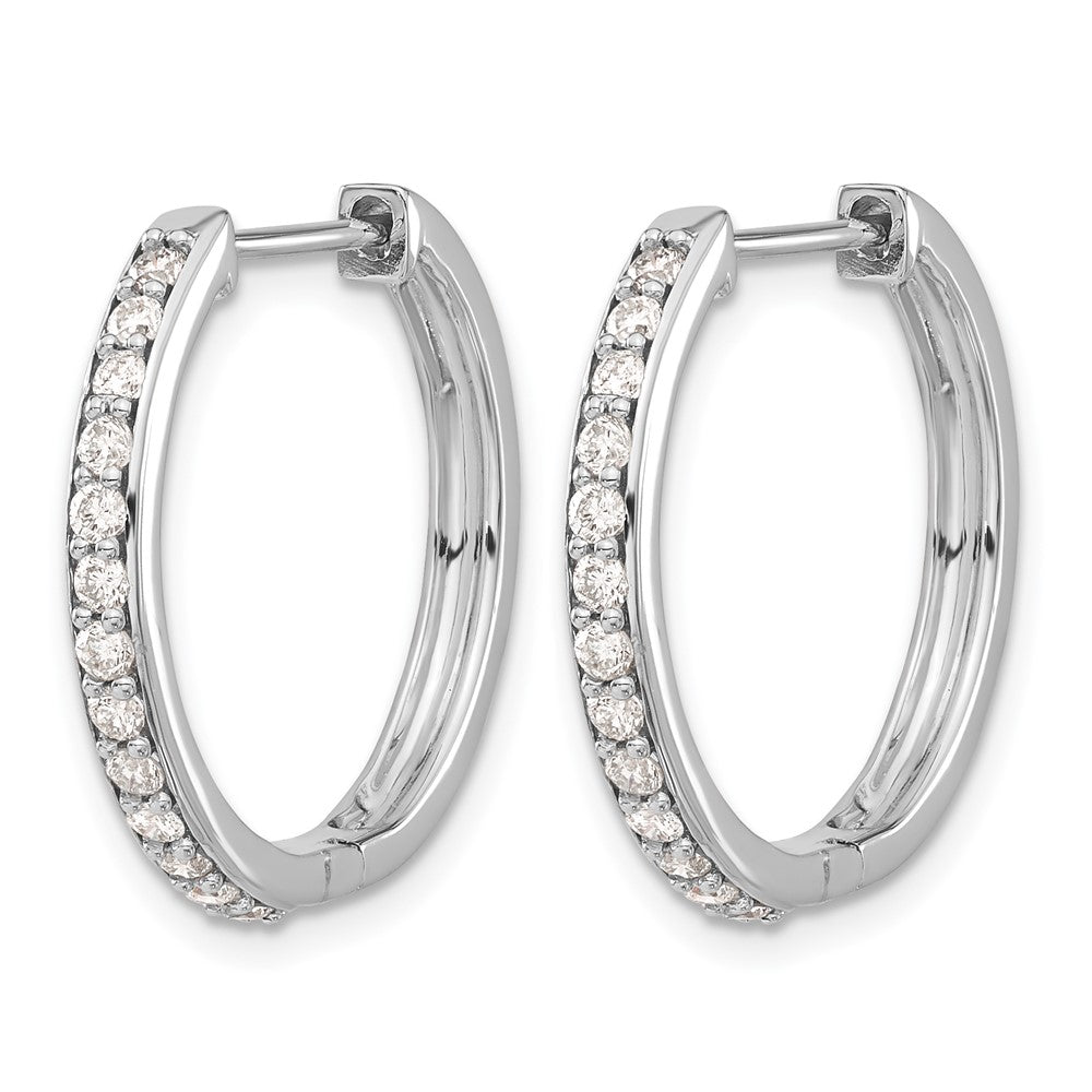 14k White Gold 5/8 carat Diamond Hinged Hoop Earrings