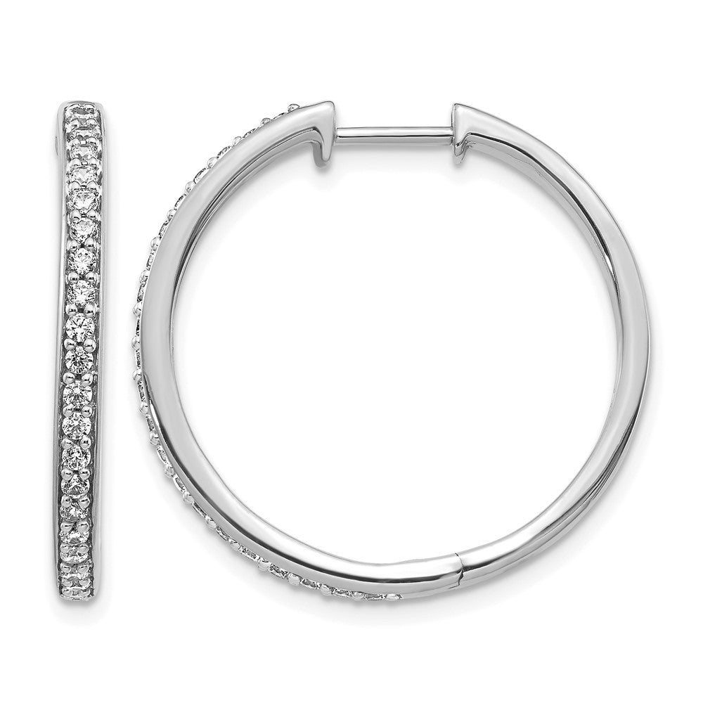 14k White Gold 1/2 carat Diamond Hinged Hoop Earrings