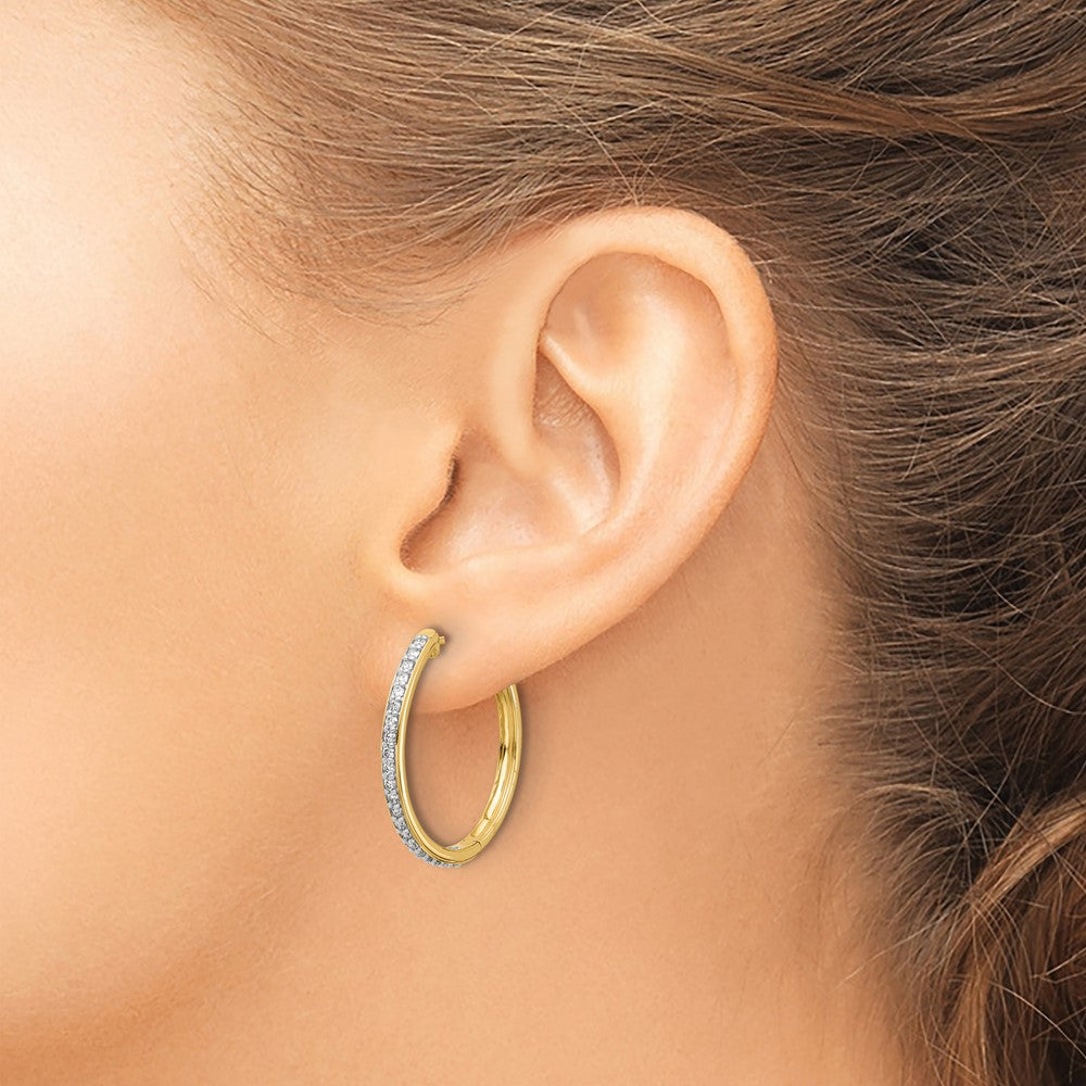 14k 1/2 carat Diamond Hinged Hoop Earrings