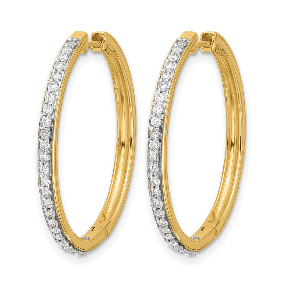 14k 3/4 carat Diamond Hinged Round Hoop Earrings