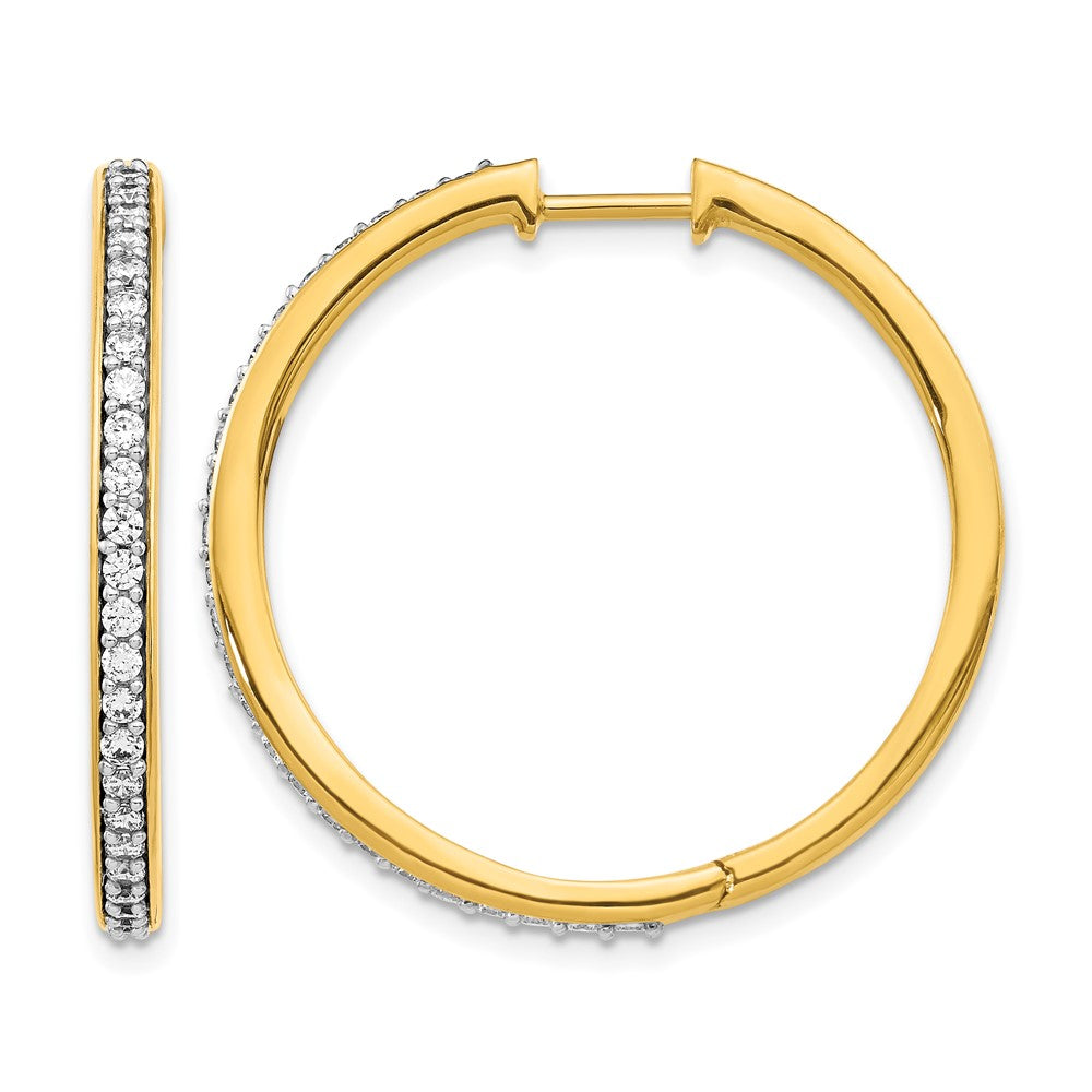 14k 3/4 carat Diamond Hinged Round Hoop Earrings