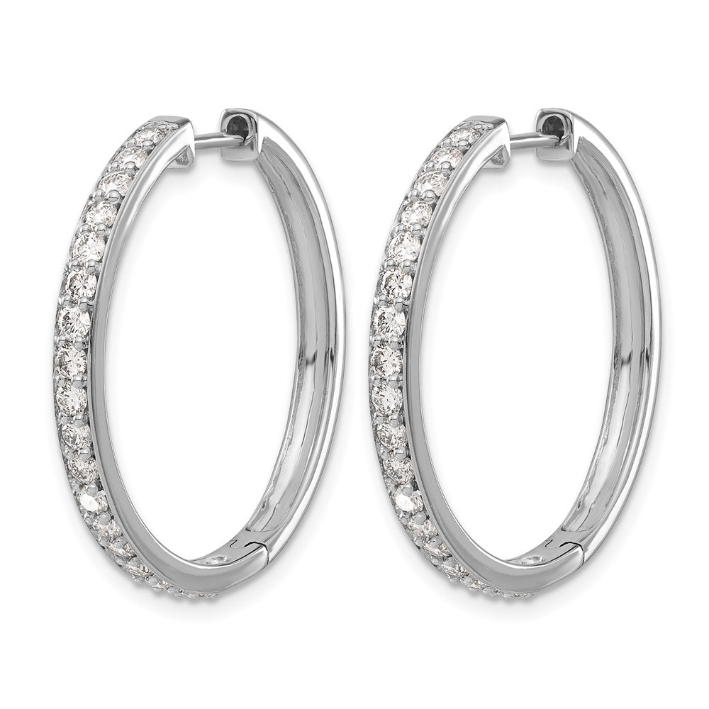 14k White Gold 1.25 carat Diamond Hinged Round Hoop Earrings