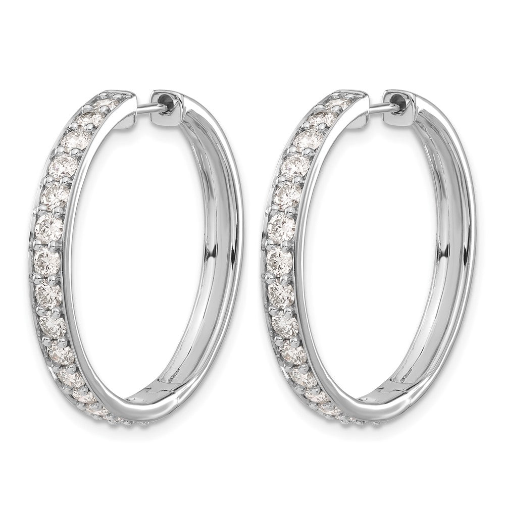 14k White Gold 2 carat Diamond Hinged Round Hoop Earrings