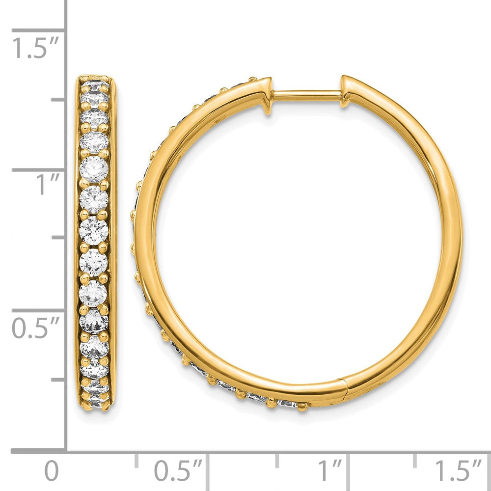 14k 2 carat Diamond Hinged Round Hoop Earrings