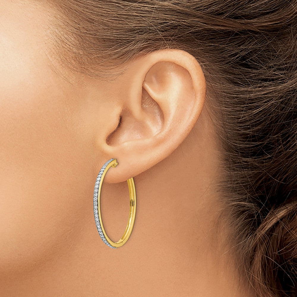 14k 3/4 carat Diamond Hinged Round Hoop Earrings