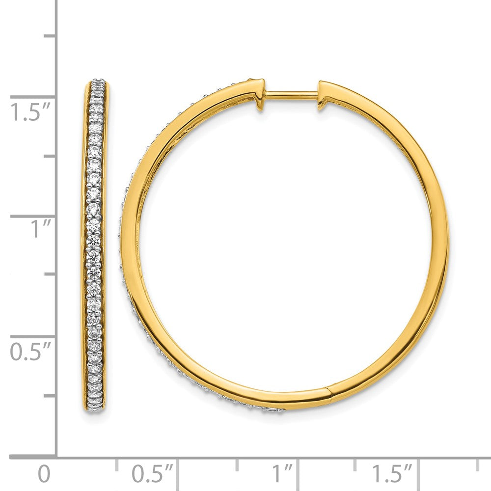 14k 3/4 carat Diamond Hinged Round Hoop Earrings