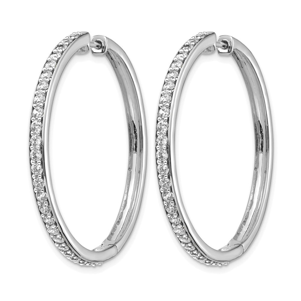 14k White Gold 1.25 carat Diamond Hinged Round Hoop Earrings