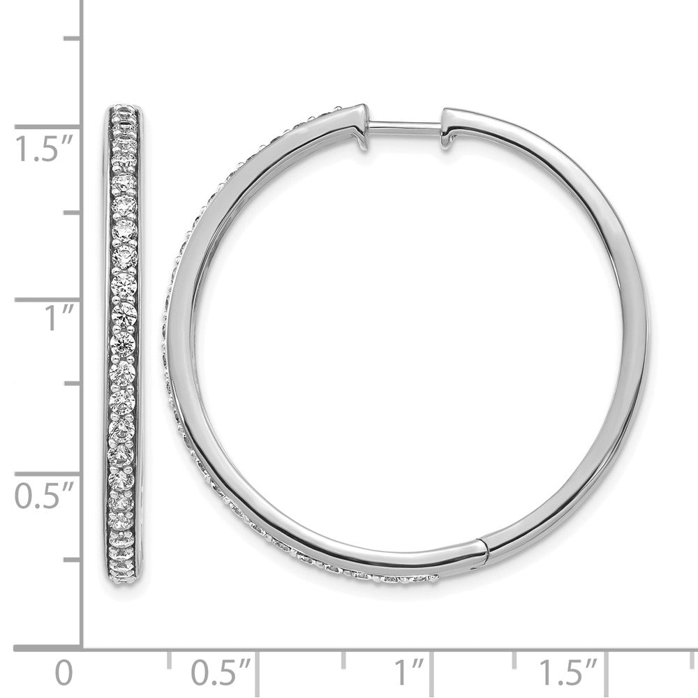 14k White Gold 1.25 carat Diamond Hinged Round Hoop Earrings