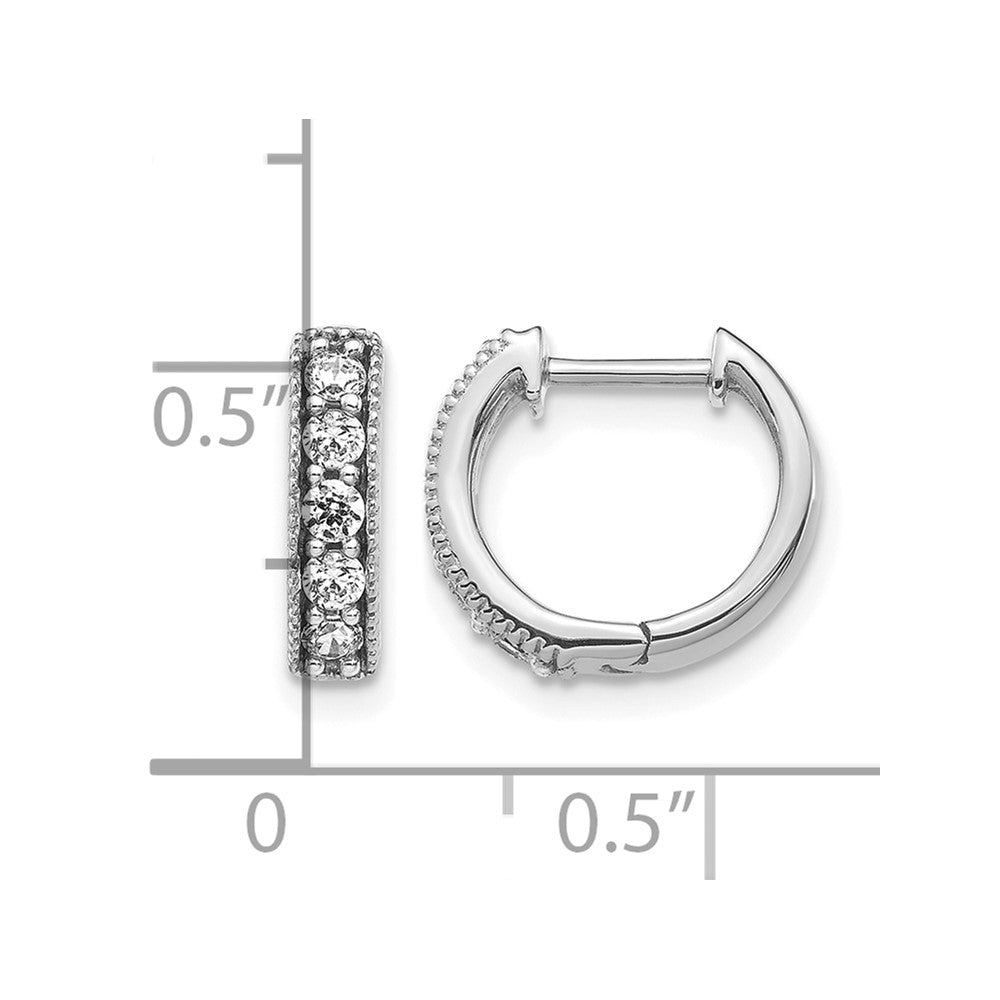 14k White Gold 1/3 carat Diamond Milgrain Hinged Hoop Earrings