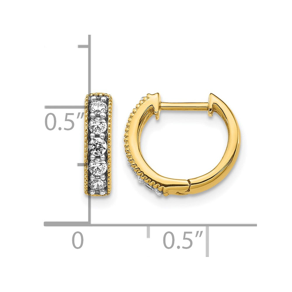 14k 1/3 carat Diamond Milgrain Hinged Hoop Earrings