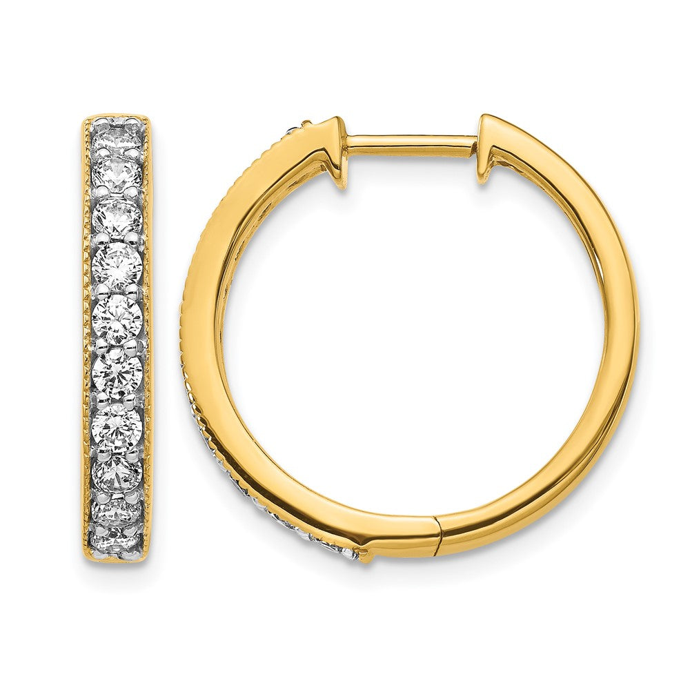 14k 1 carat Diamond Milgrain Hinged Hoop Earrings