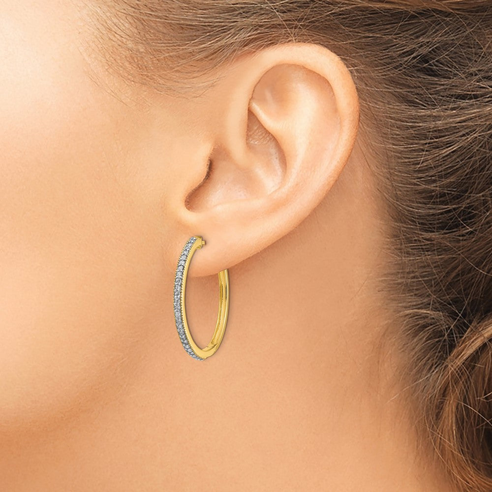 14k 1/2 carat Diamond Milgrain Hinged Hoop Earrings