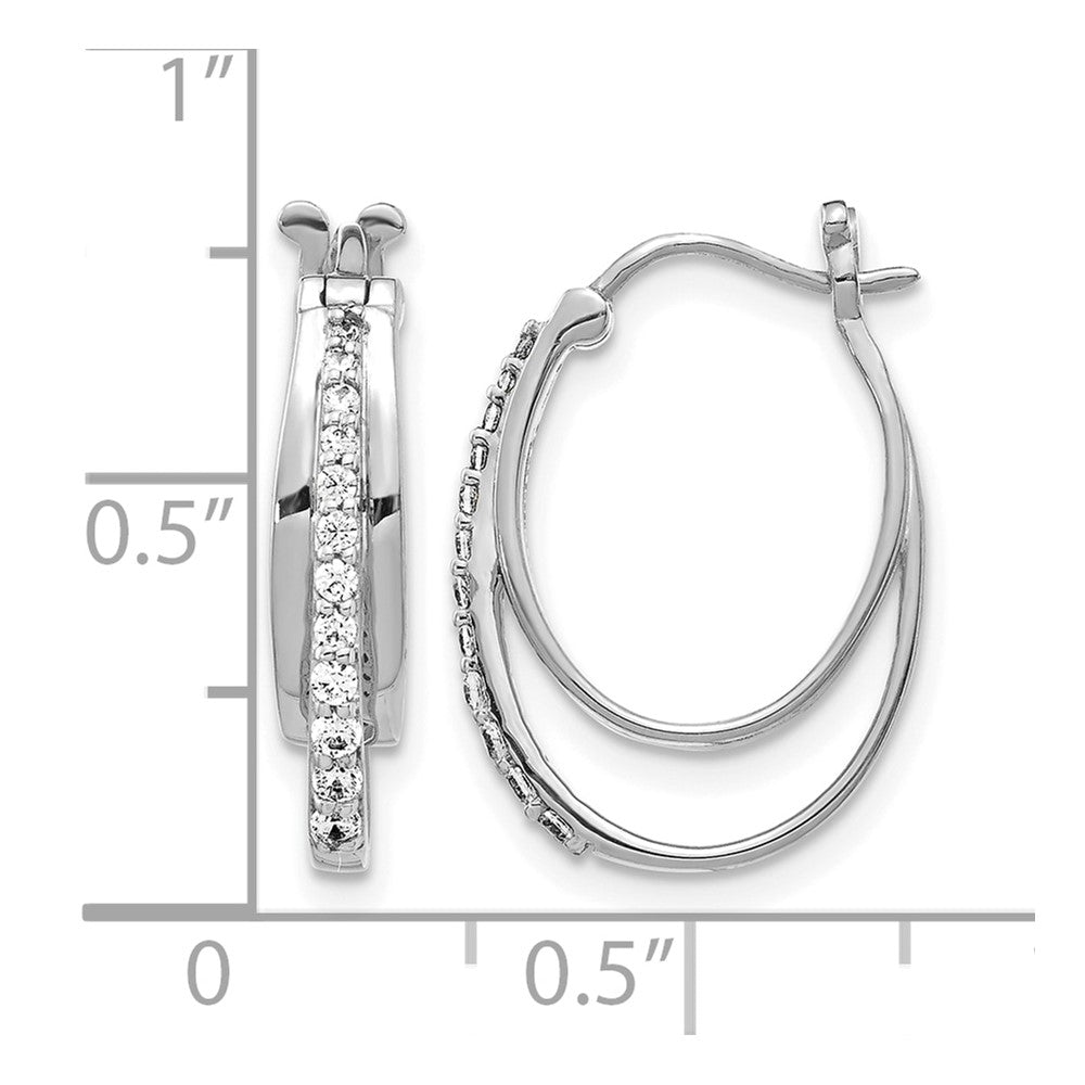 14k White Gold 1/4 carat Diamond Triple Oval Hoop Earrings
