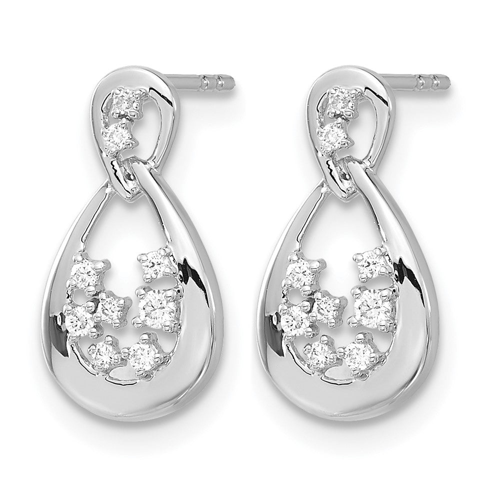 14k White Gold 1/8 carat Diamond Teardrop Post Earrings