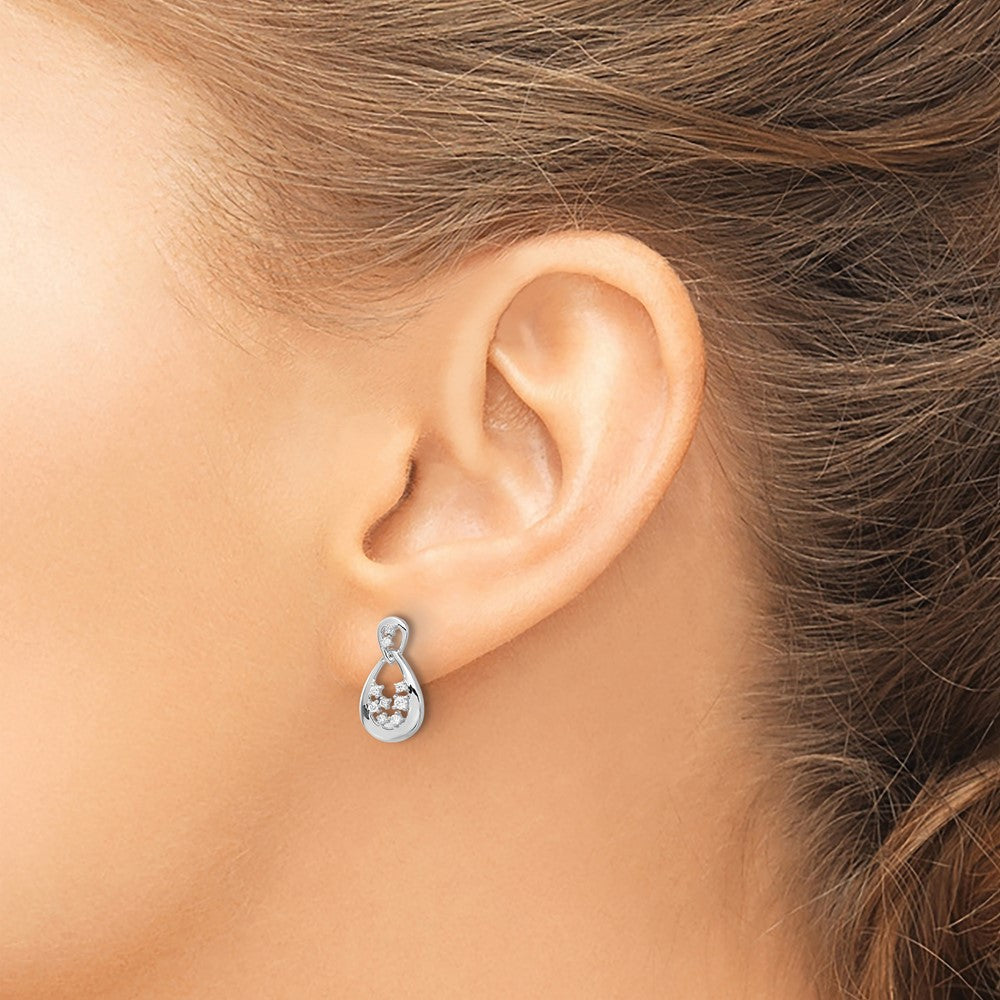 14k White Gold 1/8 carat Diamond Teardrop Post Earrings