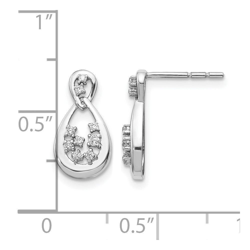 14k White Gold 1/8 carat Diamond Teardrop Post Earrings