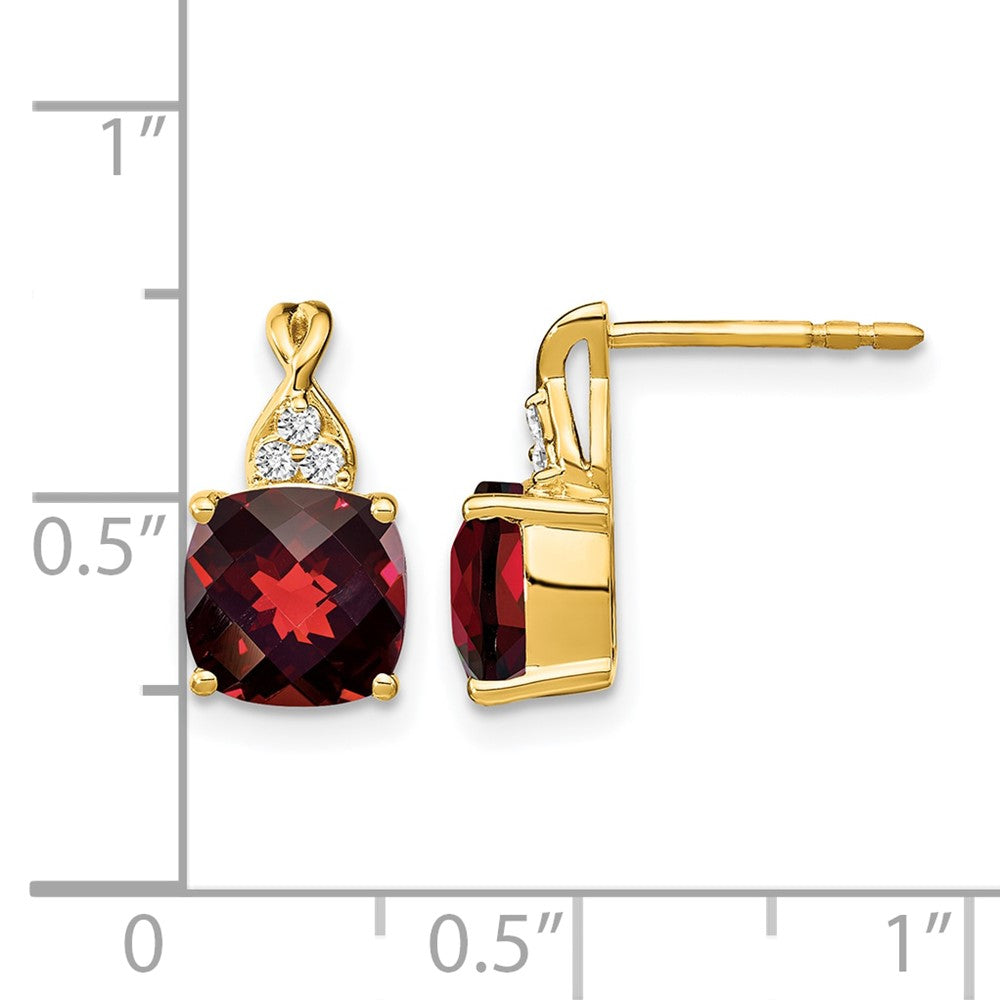 10k Checkerboard Garnet and Diamond Earrings