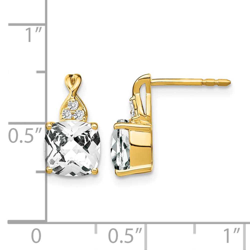 10k Checkerboard White Topaz and Diamond Earrings