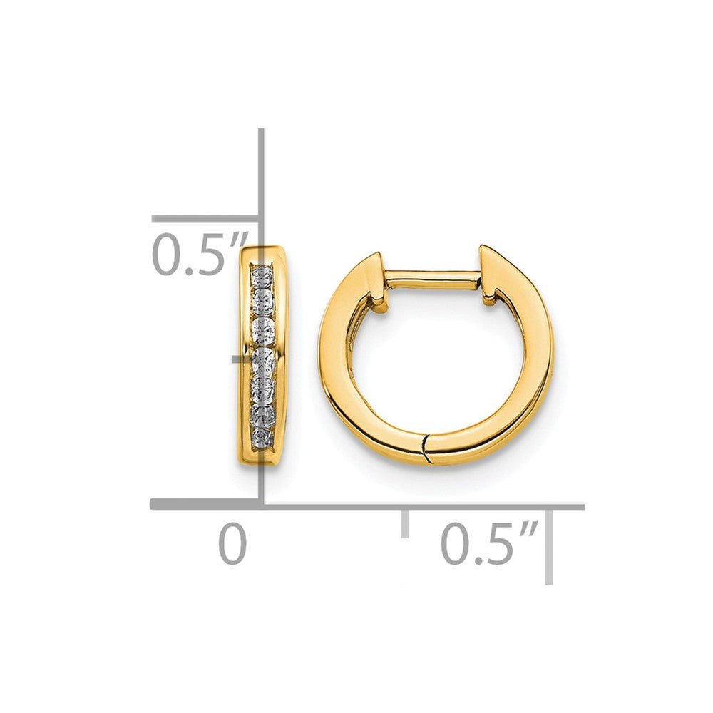 10k Gold Polished Diamond Hinged Hoop Earrings