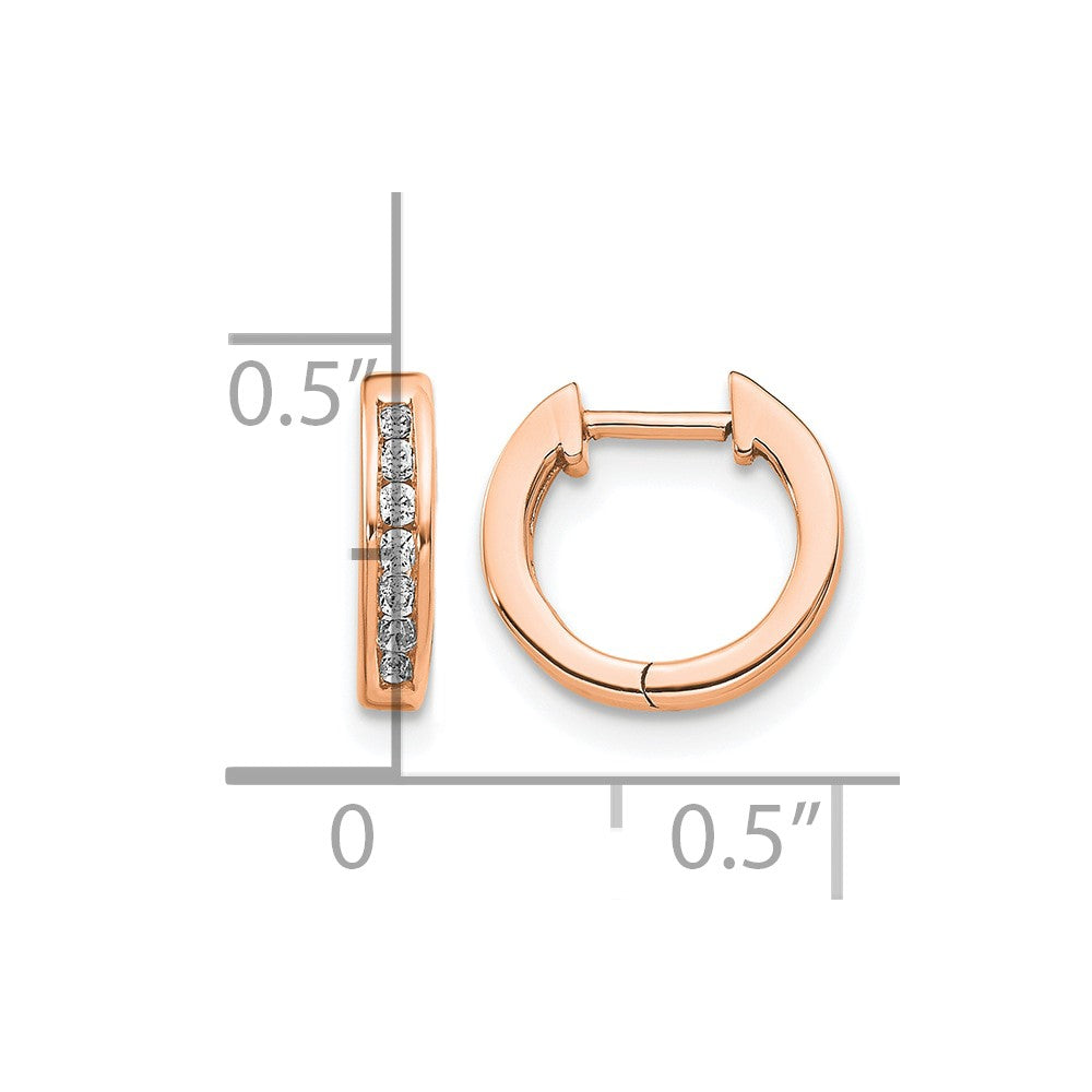 14k Rose Gold 1/10 carat Diamond Channel-set Hinged Hoop Earrings