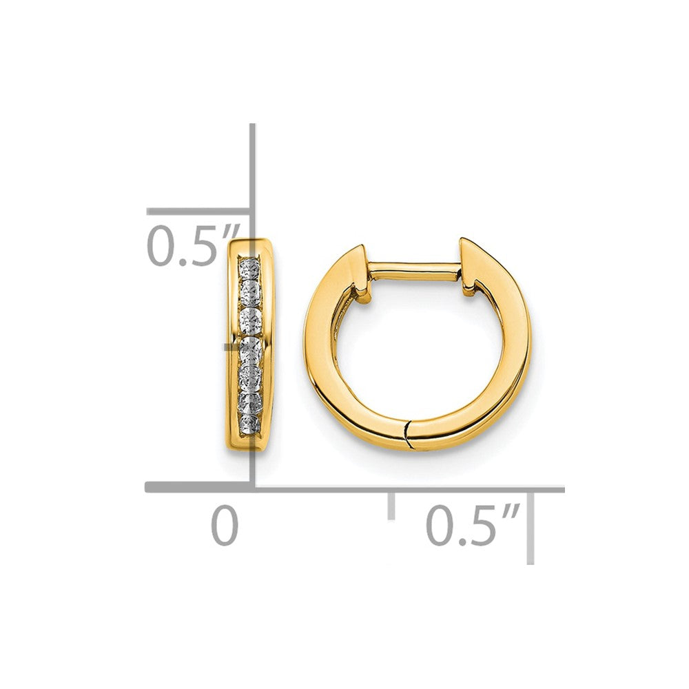 14k 1/10 carat Diamond Channel-set Hinged Hoop Earrings