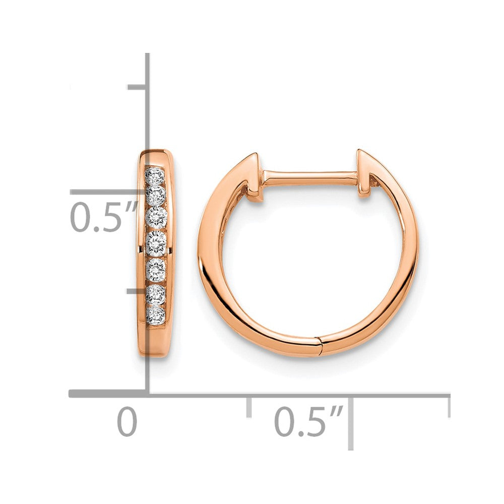 14k Rose Gold 1/5 carat Diamond Channel-set Hinged Hoop Earrings