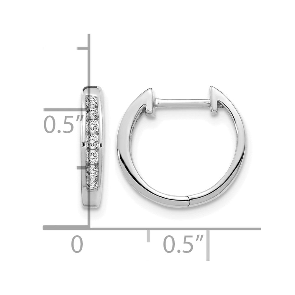 14k White Gold 1/5 carat Diamond Channel-set Hinged Hoop Earrings