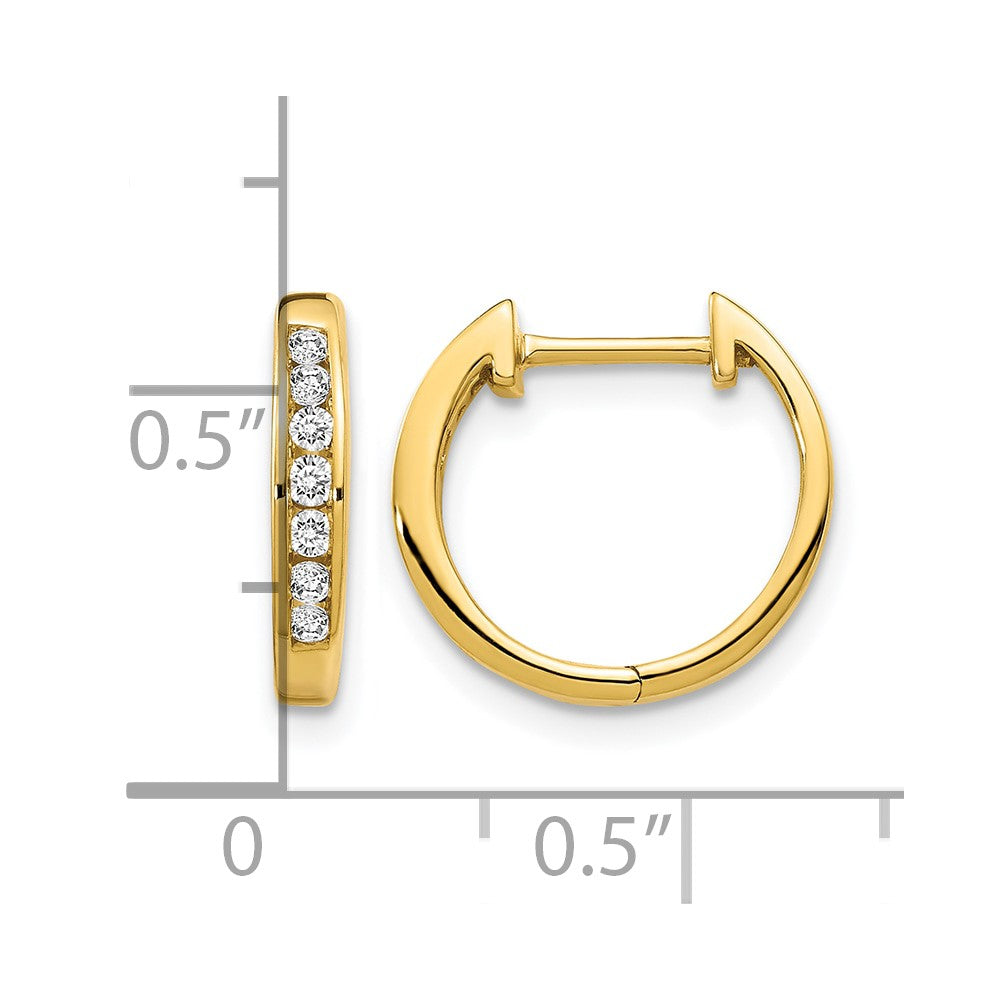 14k 1/5 carat Diamond Channel-set Hinged Hoop Earrings
