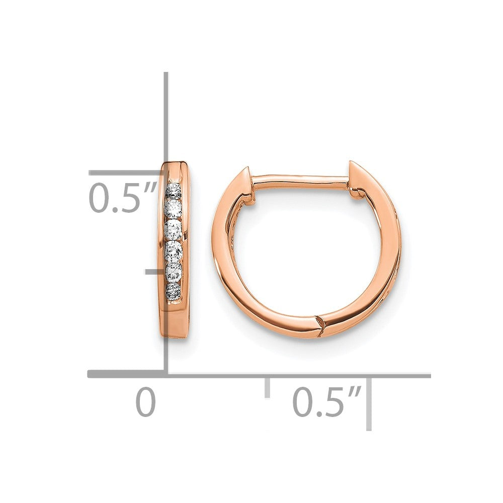 14k Rose Gold 1/8 carat Diamond Channel-set Hinged Hoop Earrings