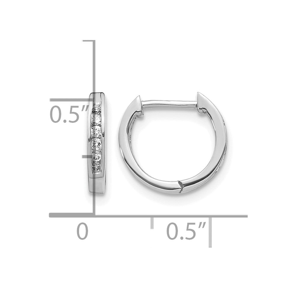 14k White Gold 1/8 carat Diamond Channel-set Hinged Hoop Earrings