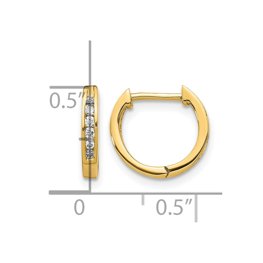 14k 1/8 carat Diamond Channel-set Hinged Hoop Earrings