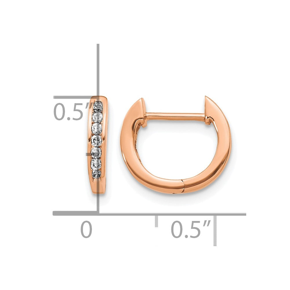 10k Rose Gold Polished Diamond Hinged Hoop Earrings