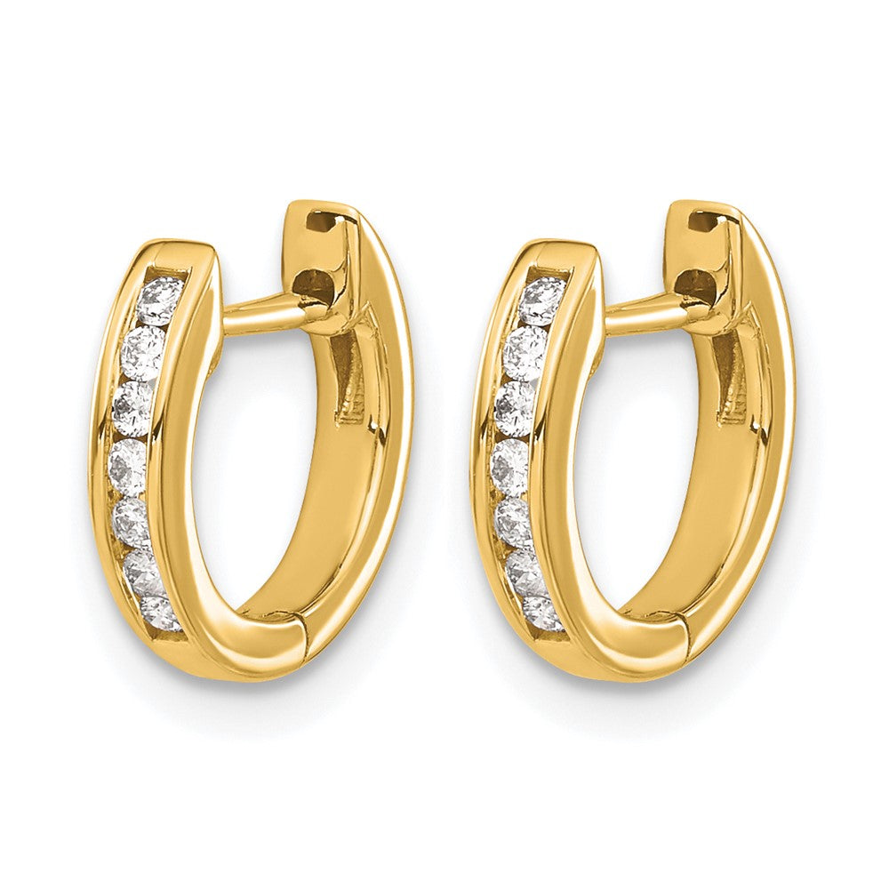 10k Gold Polished Diamond Hinged Hoop Earrings