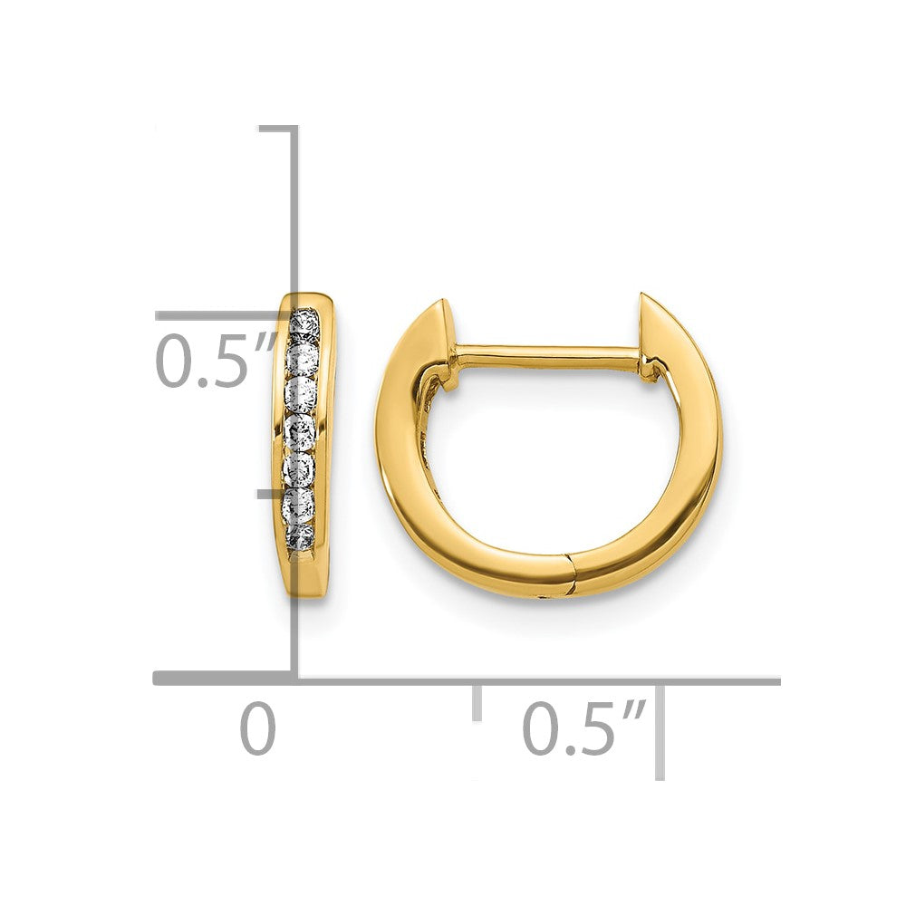 10k Gold Polished Diamond Hinged Hoop Earrings