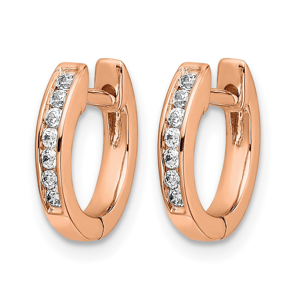 14k Rose Gold 1/6 carat Diamond Channel-set Hinged Hoop Earrings
