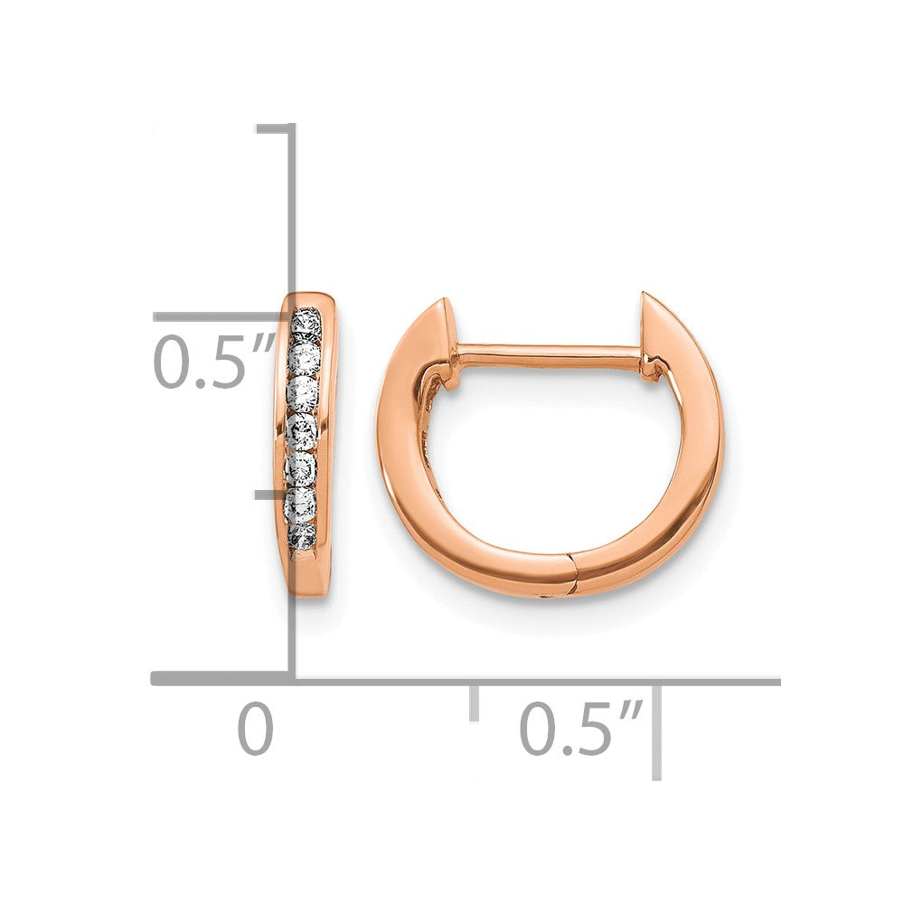 14k Rose Gold 1/6 carat Diamond Channel-set Hinged Hoop Earrings