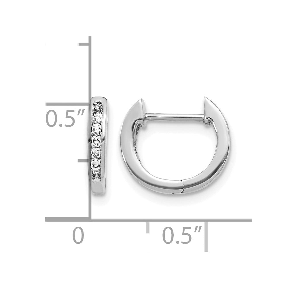 14k White Gold 1/6 carat Diamond Channel-set Hinged Hoop Earrings