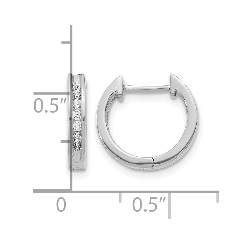 14k White Gold 1/5 carat Diamond Channel-set Hinged Hoop Earrings