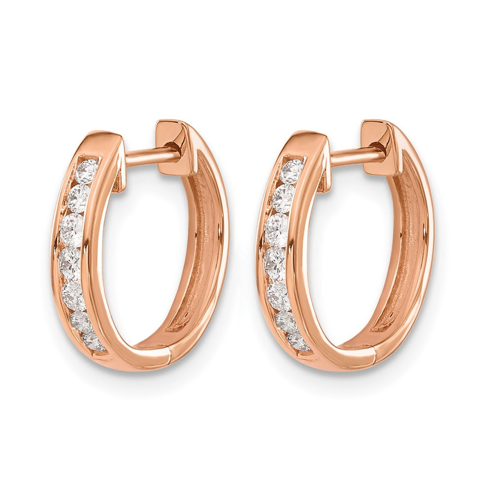 14k Rose Gold 1/4 carat Diamond Channel-set Hinged Hoop Earrings