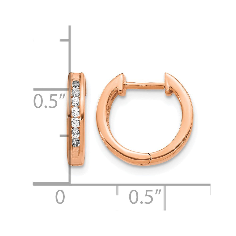 14k Rose Gold 1/4 carat Diamond Channel-set Hinged Hoop Earrings