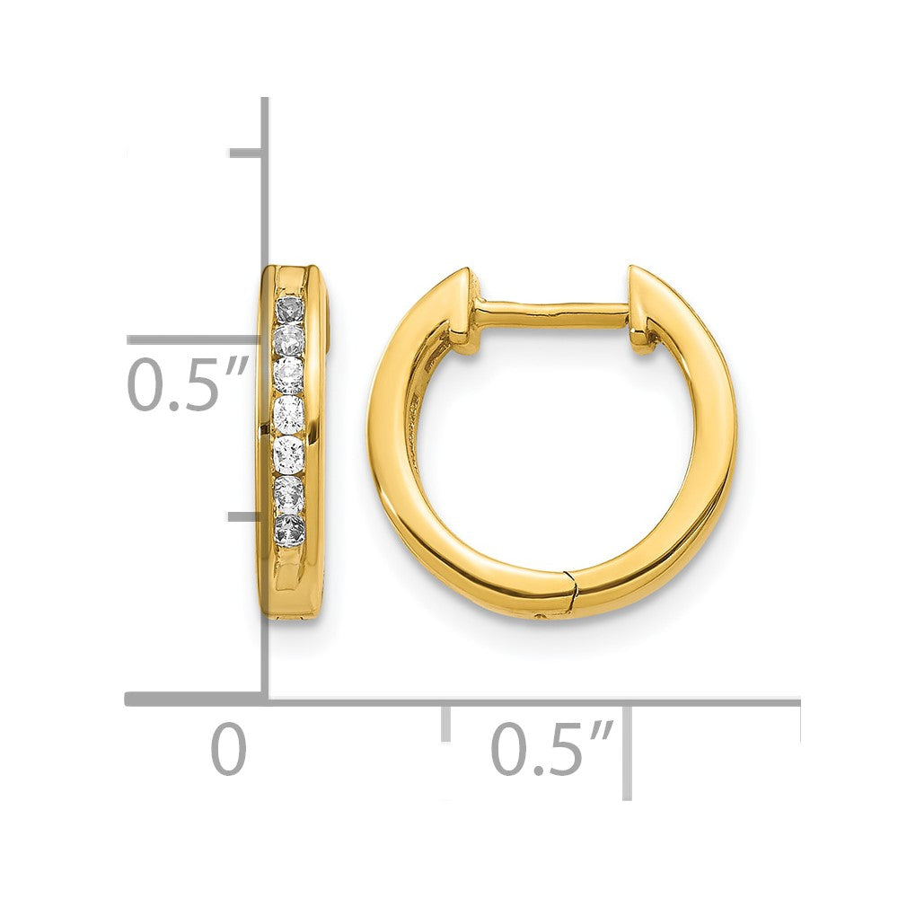 14k 1/4 carat Diamond Channel-set Hinged Hoop Earrings