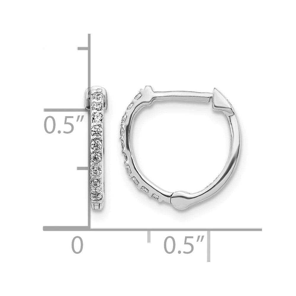 10k White Gold Diamond Hoop Earrings