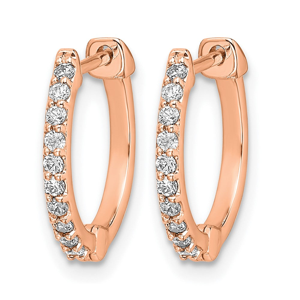 14k Rose Gold 1/5 carat Diamond Hinged Hoop Earrings