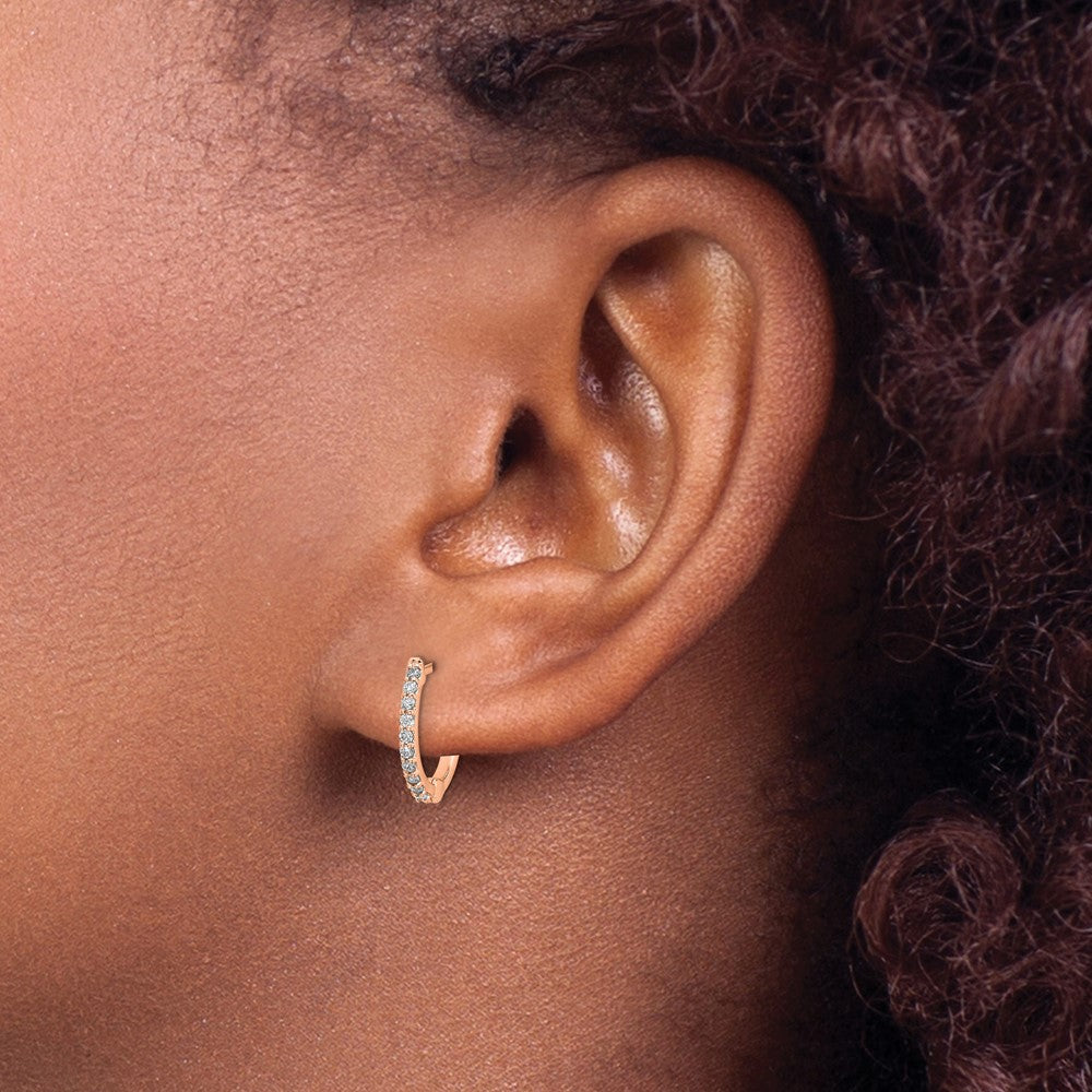 14k Rose Gold 1/5 carat Diamond Hinged Hoop Earrings