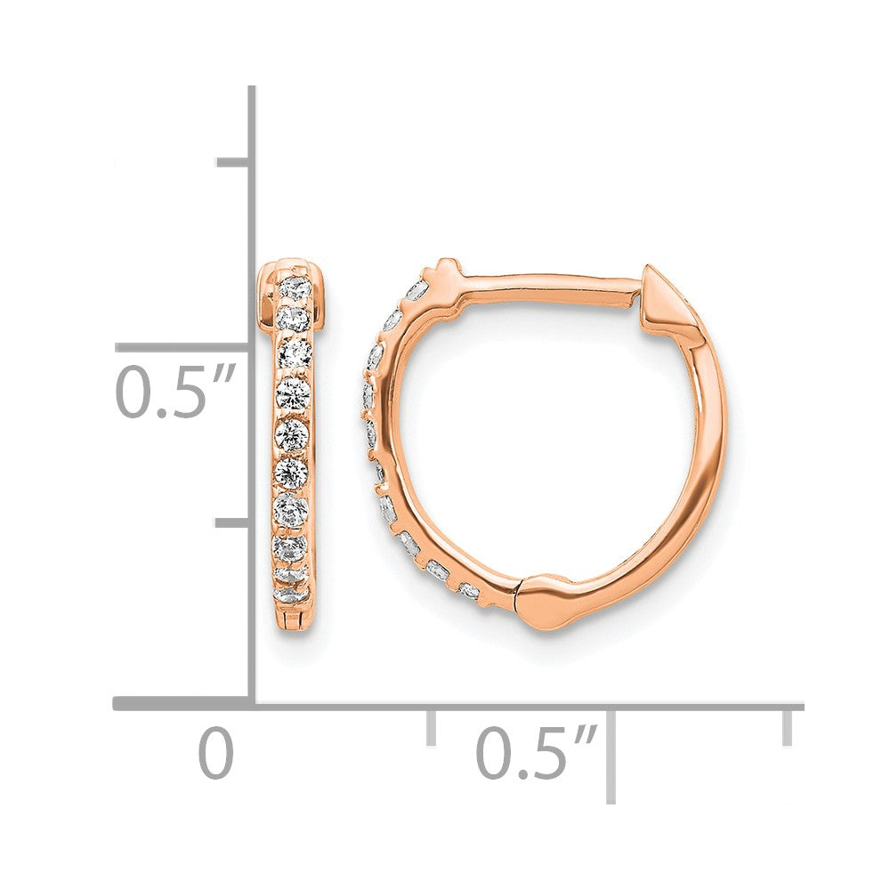 14k Rose Gold 1/5 carat Diamond Hinged Hoop Earrings