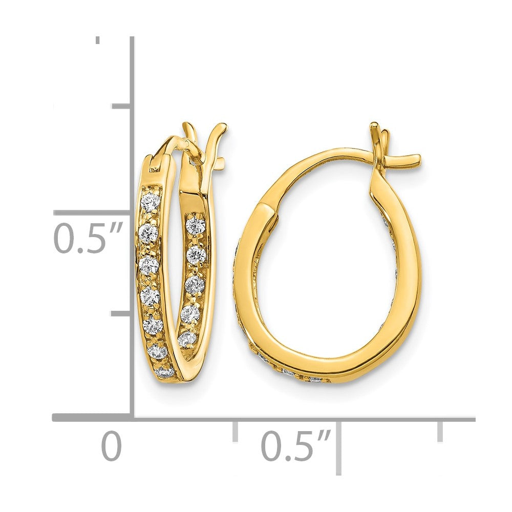 14k 1/4 carat Diamond In/Out Hoop Earrings