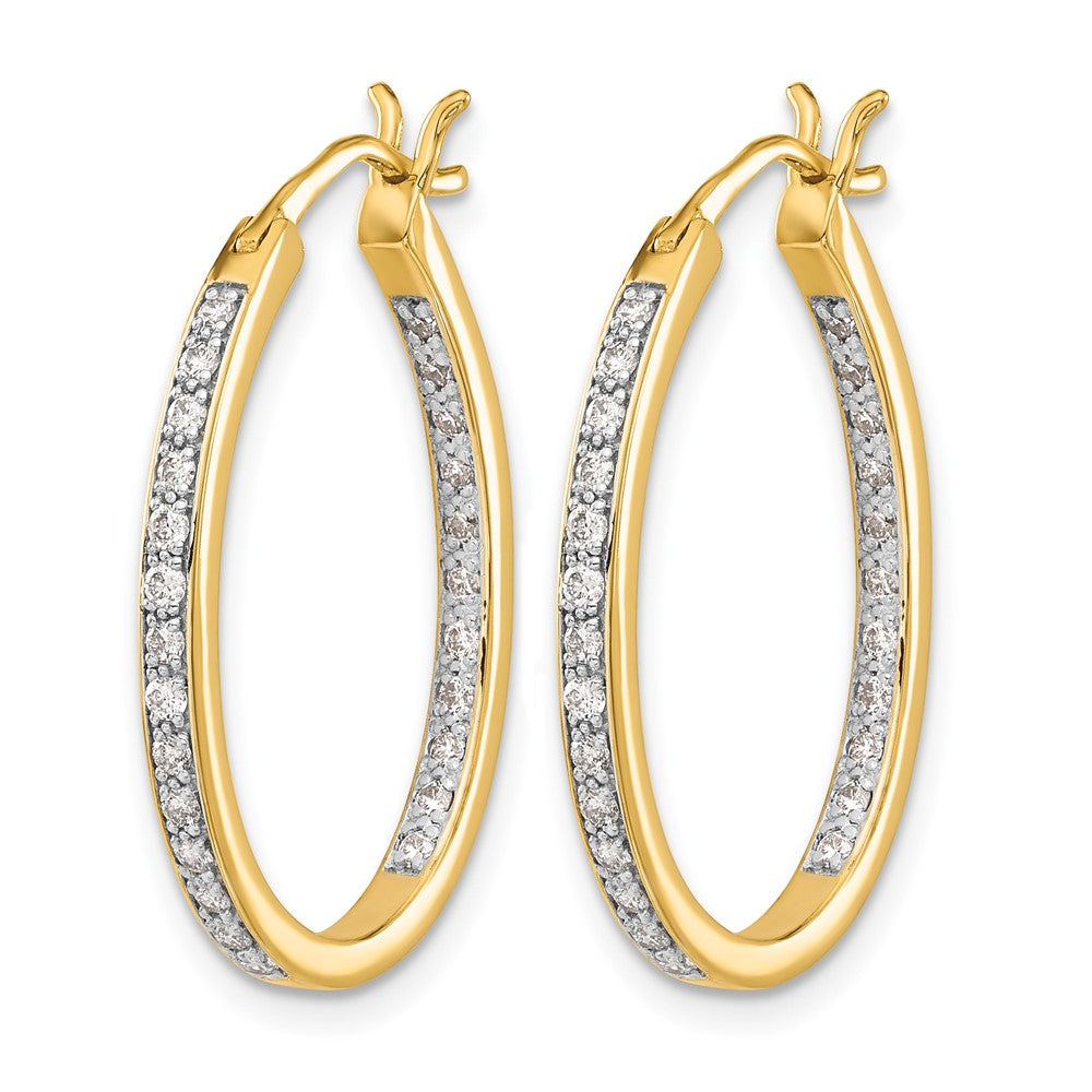 14k 1/2 carat Diamond In/Out Hoop Earrings
